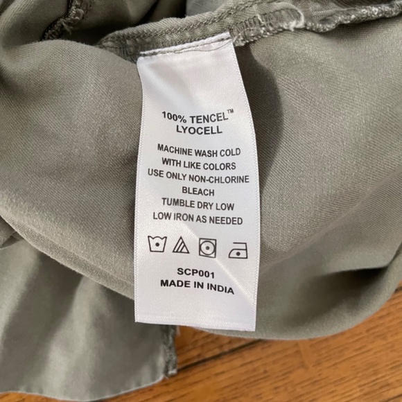 Quince Vintage Wash Tencel Wide Leg Drawstring Pants in Olive Green Sz Medium - Picture 4 of 8